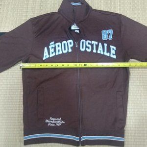 Aeropostale zip up light bomber jacket (size medium), brown